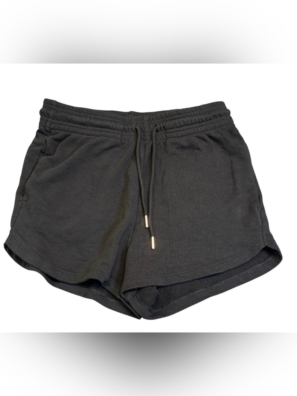 H&M Black Fleece Sweatshorts Tulip Hem Drawstring Lounge Shorts Size S EUC